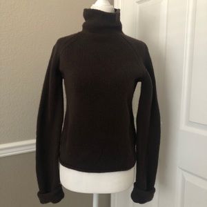 DKNY Lambswool Mock Neck Brown Sweater